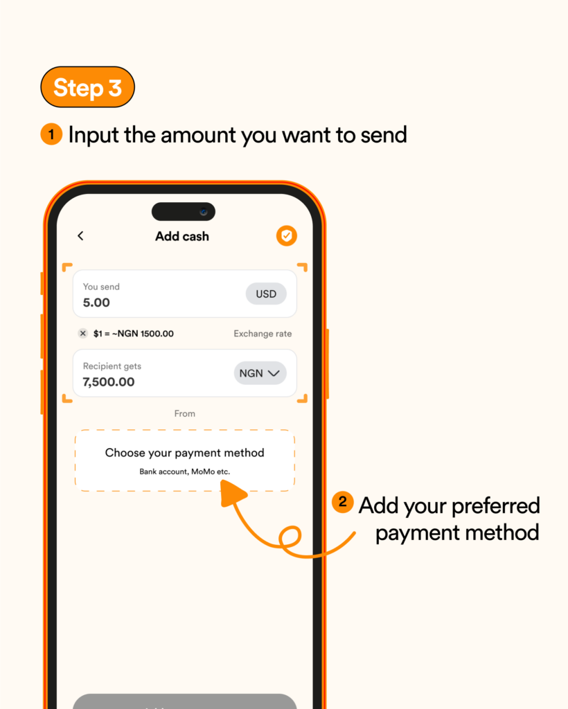 step 3 input the amount you want to send