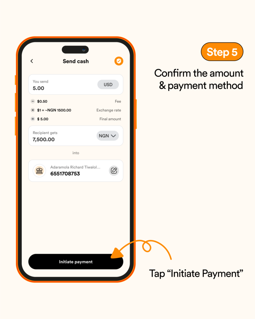step 5 confirm the amount and payment method