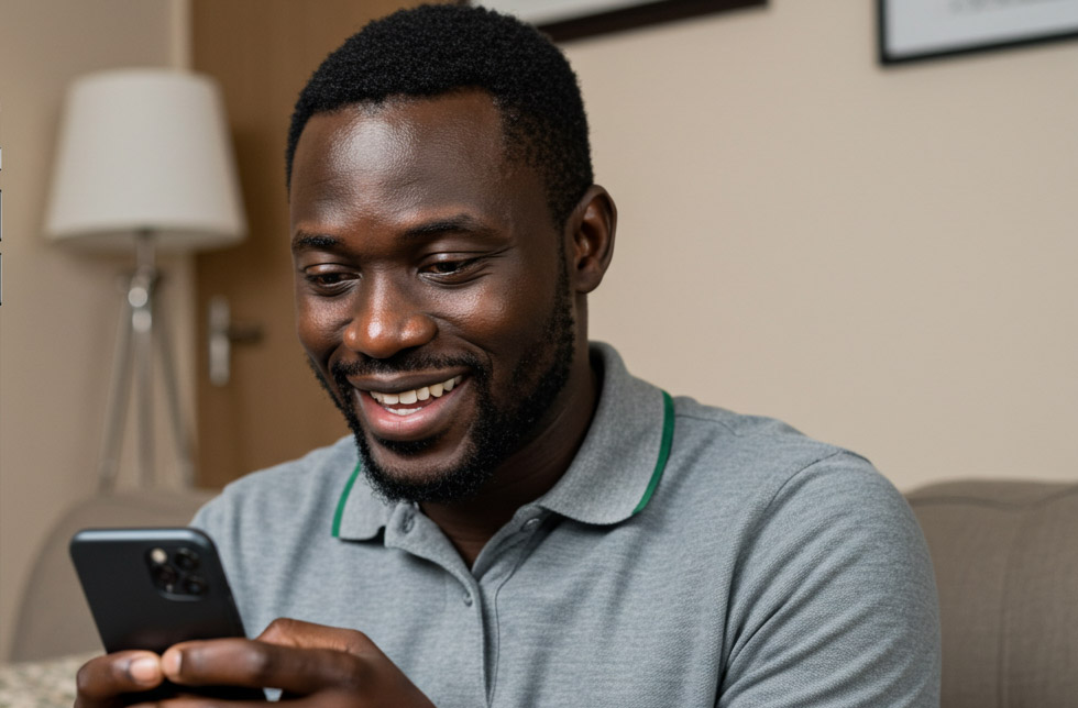 An African man sending money across Africa