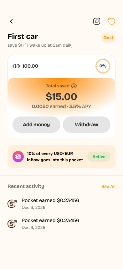 Screen of Goal pocket for Accrue