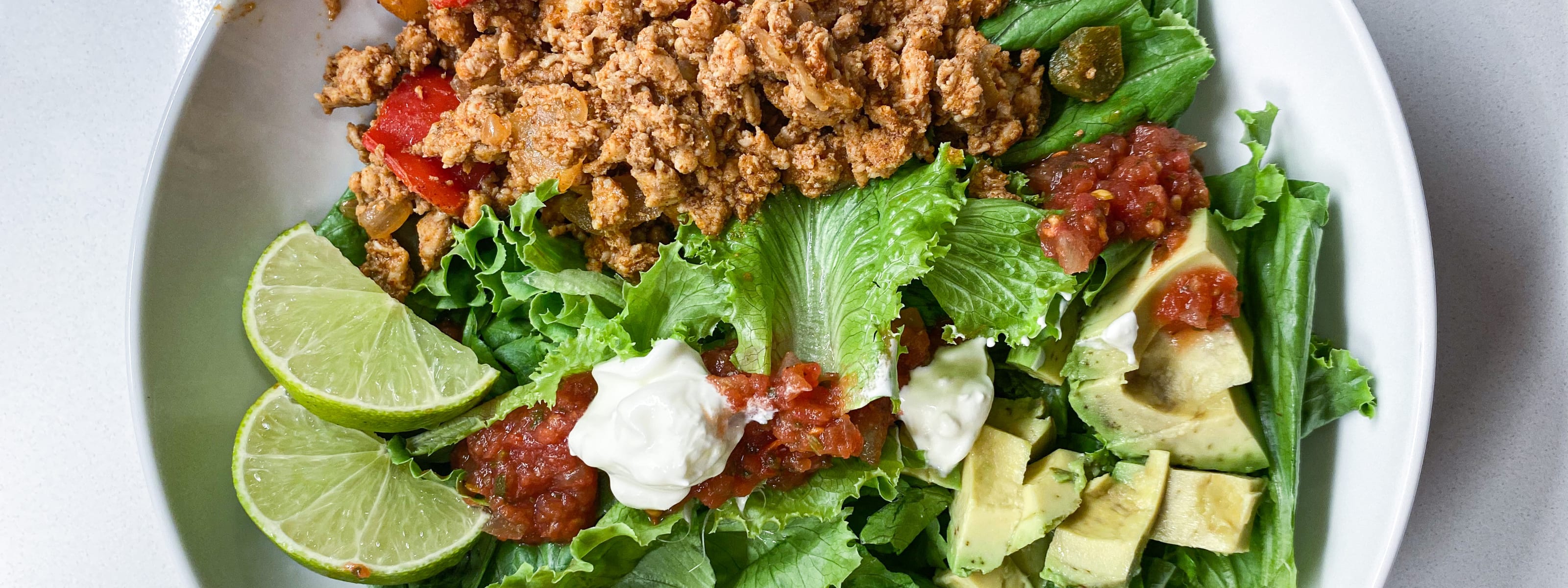 Taco Salad in White Bowl