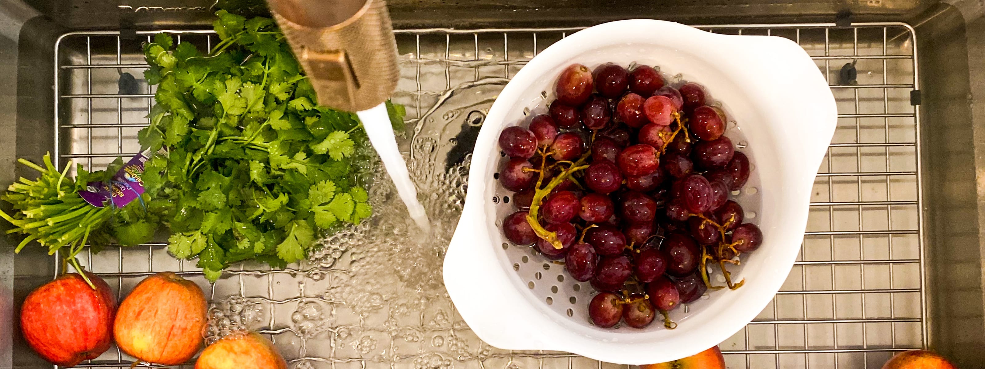 Washing Fruits and Veggies in Sink