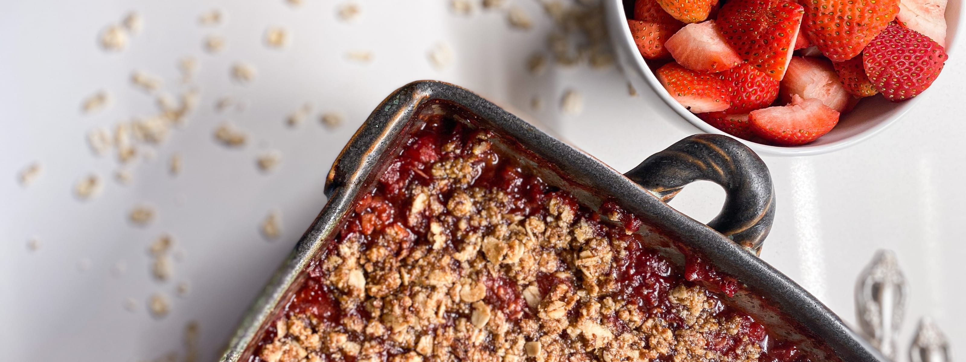 Strawberries with Crisp in Stone Dish