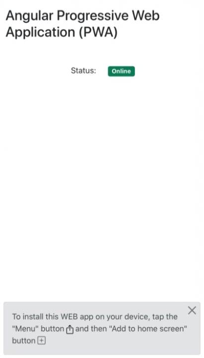 Angular Progressive Web Application (PWA) - iOS add application