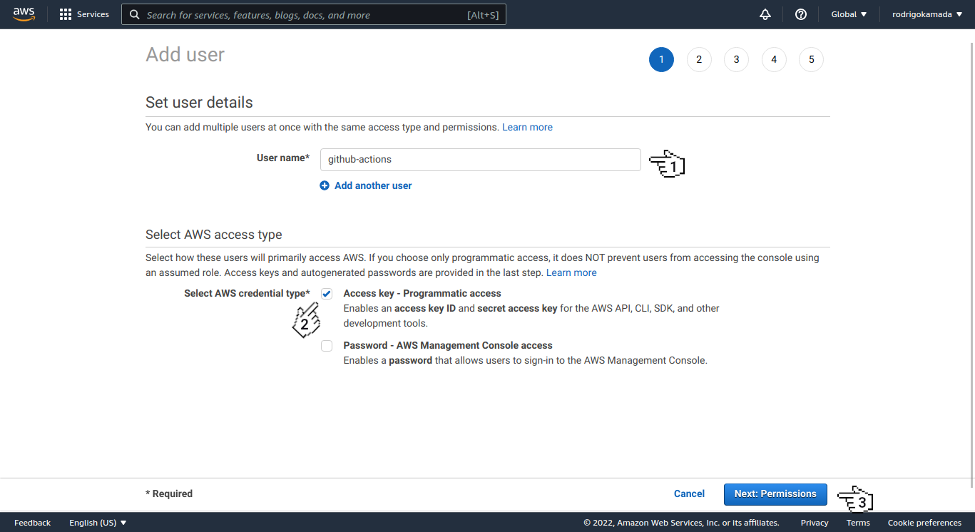 Amazon S3 - Set user details