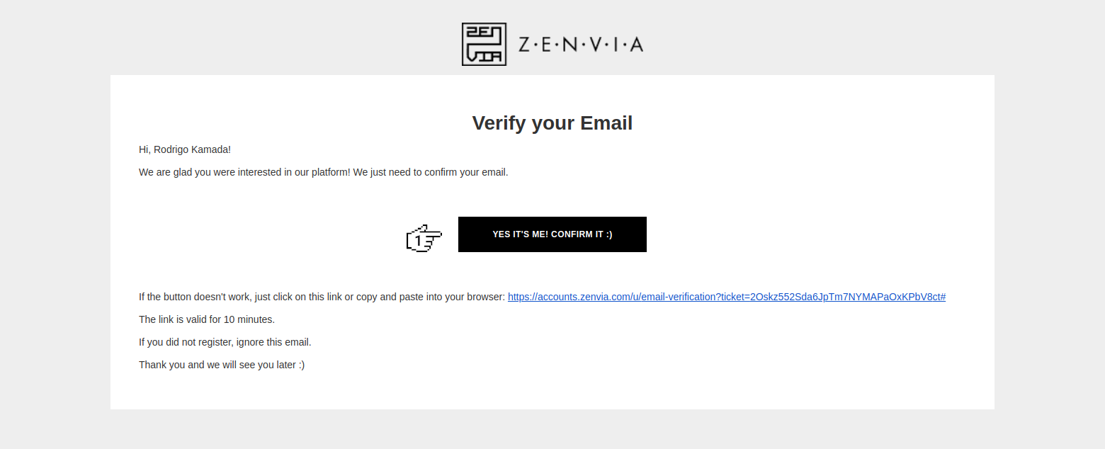 ZENVIA - Activate account