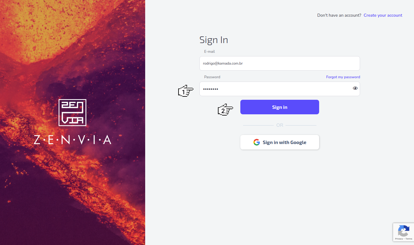 ZENVIA - Sign in