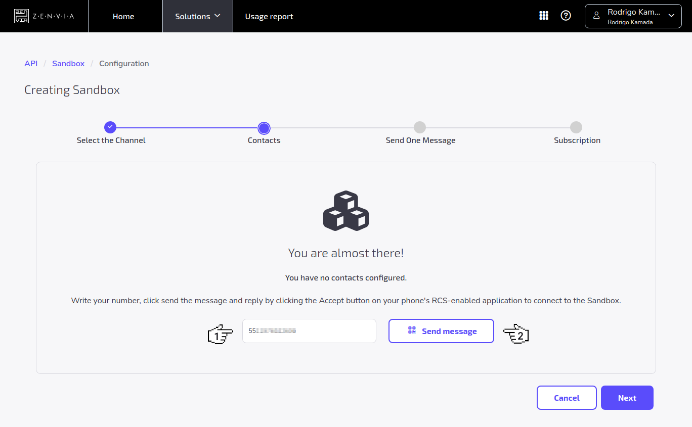 ZENVIA - Sandbox - Add contacts