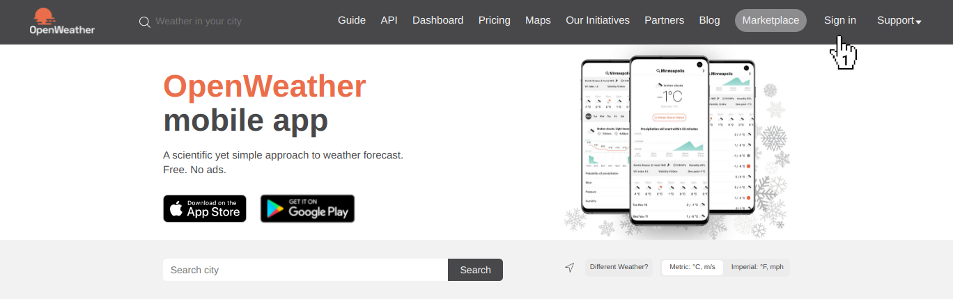 OpenWeatherMap - Home page