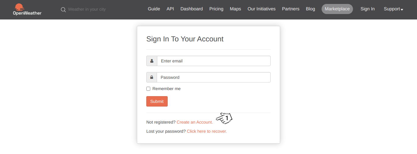 OpenWeatherMap - Sign in