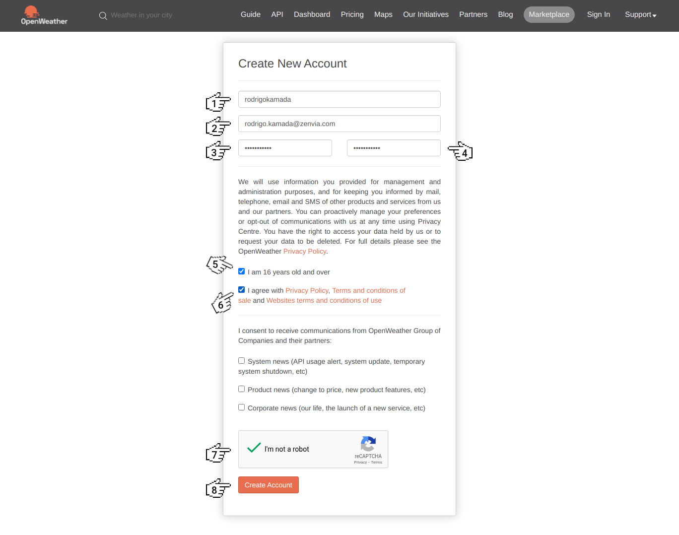 OpenWeatherMap - Sign up