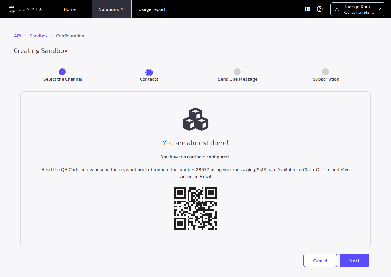 ZENVIA - Sandbox - Add contacts