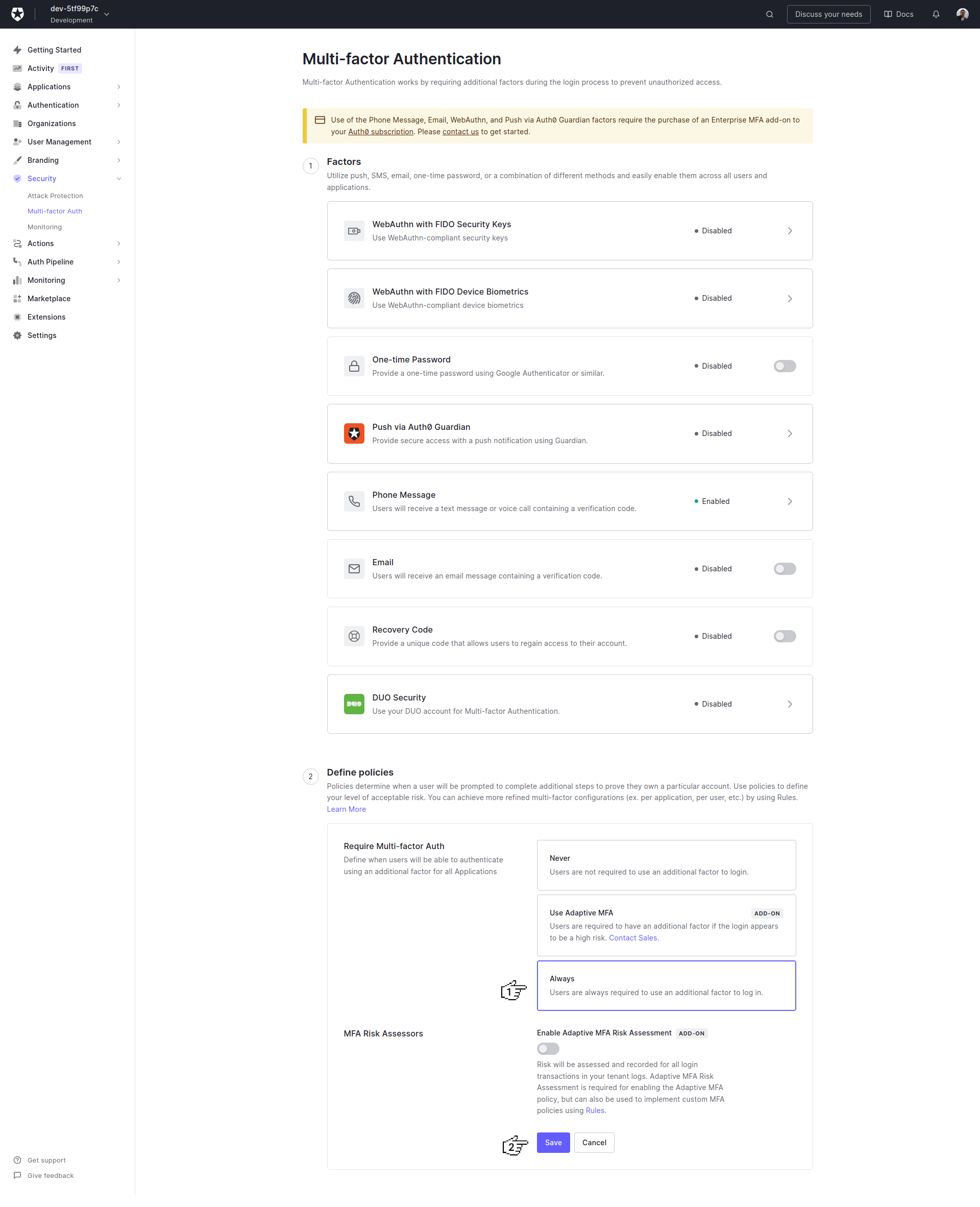 Auth0 - Define policies