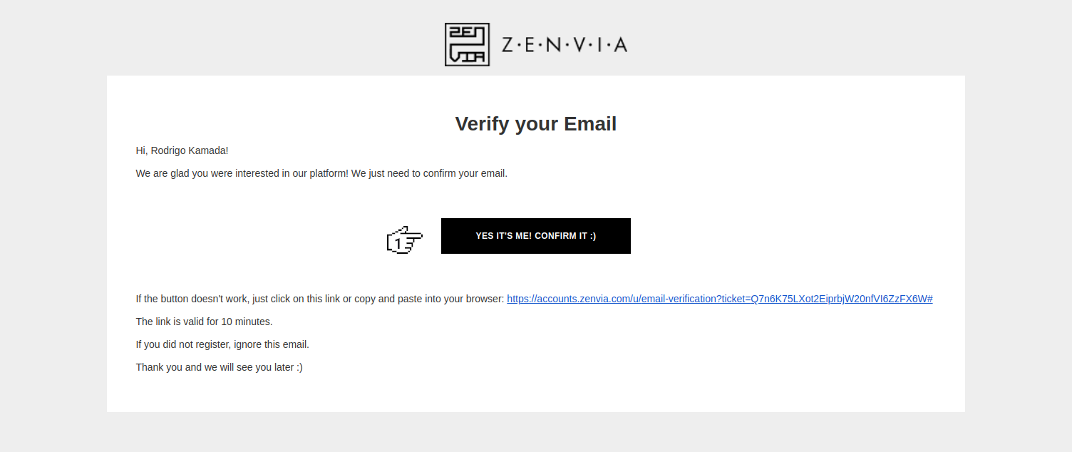 Zenvia - Activate account