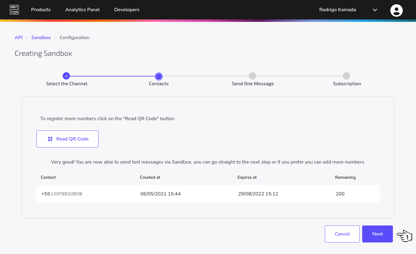 ZENVIA - Sandbox - Added contacts