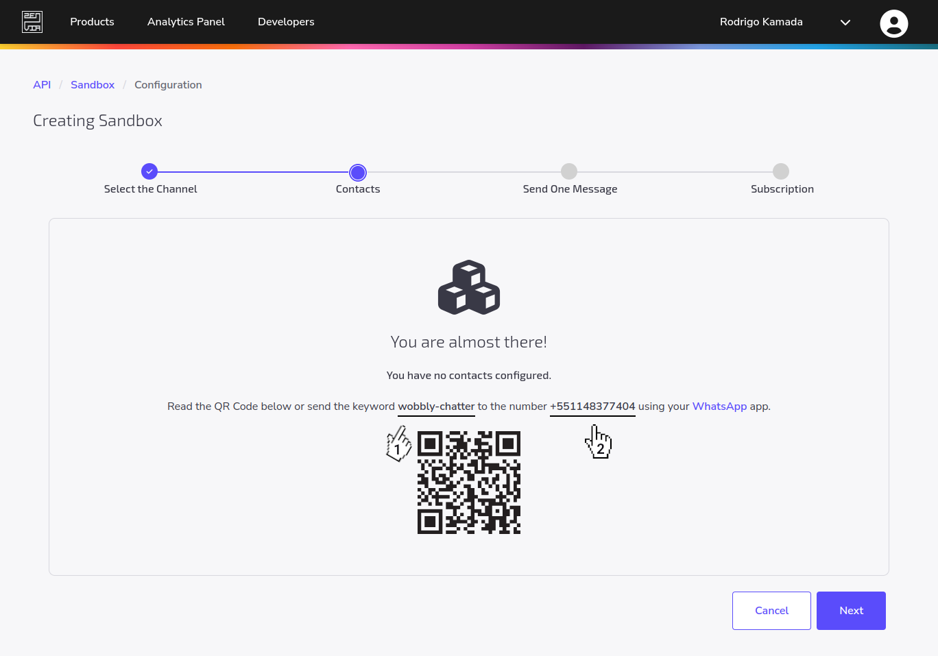 Zenvia - Sandbox - Add contacts