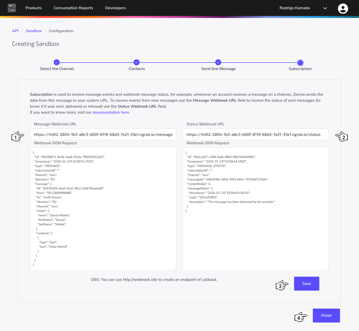 ZENVIA - Sandbox - Subscription