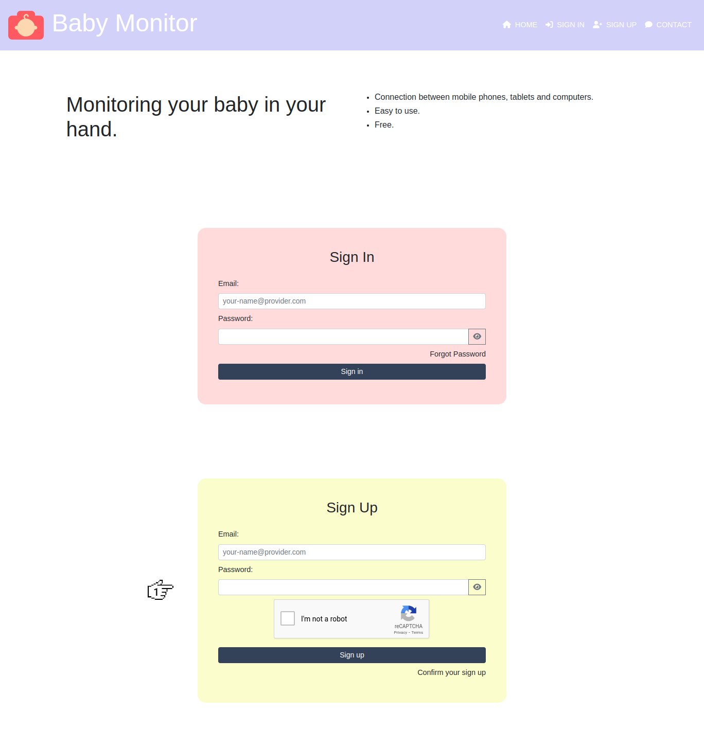 Baby Monitor - Home page