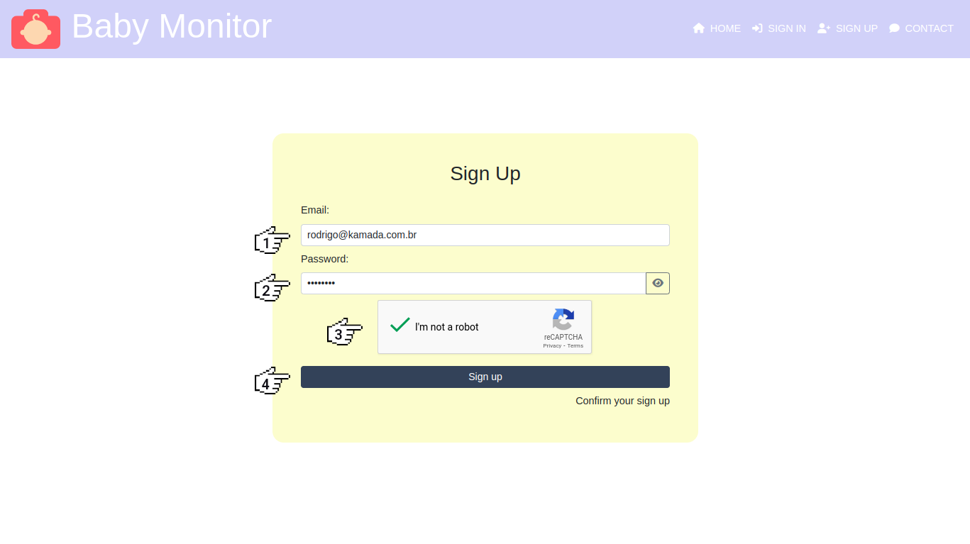 Baby Monitor - Sign Up