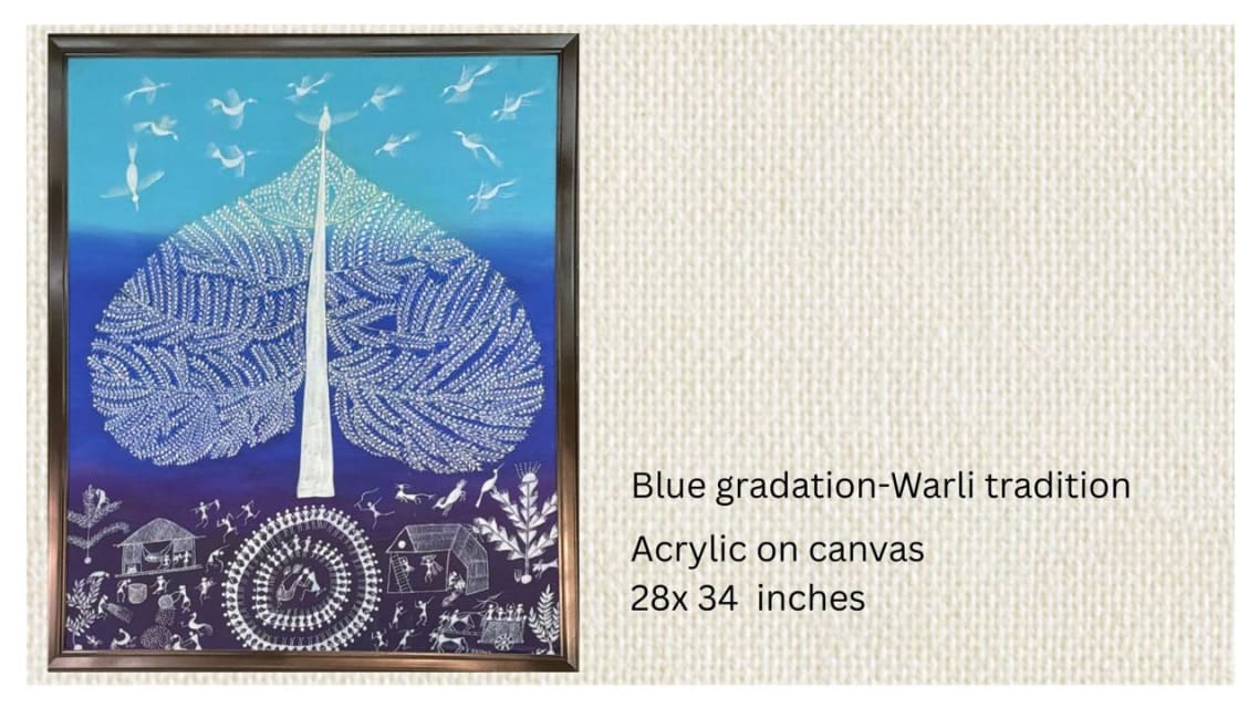 Blue gradation - Warli Tradition by Padmaja Pimple