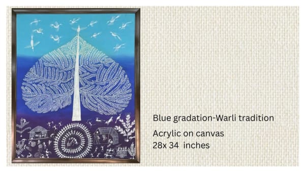 Blue gradation - Warli Tradition artwork