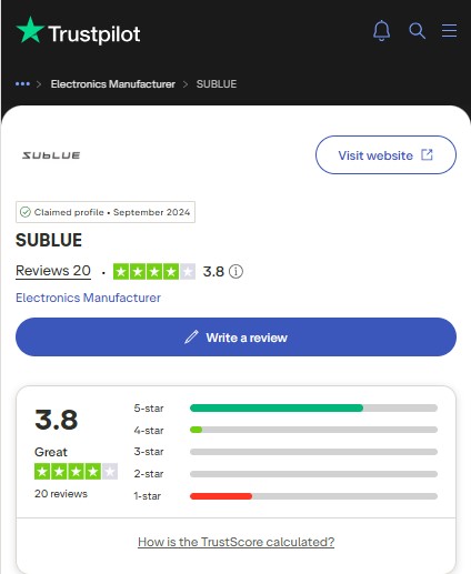 navbow sublue trustpilot rating screenshot