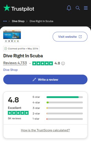 Dive Right In Scuba Trustpilot Rating and Reviews