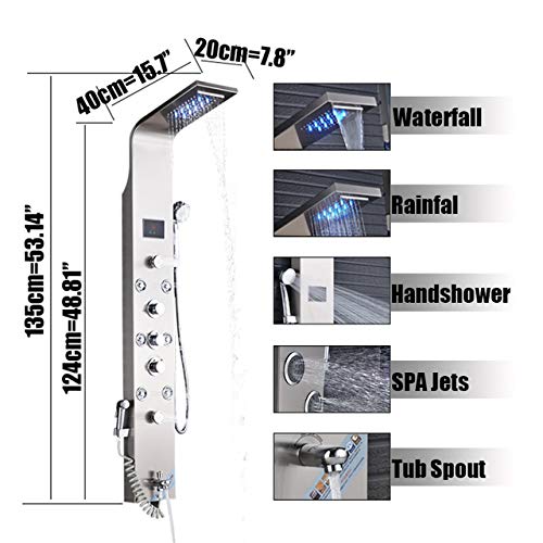 Led Bath Shower Faucet Digital Display Bath Shower Panel Tow