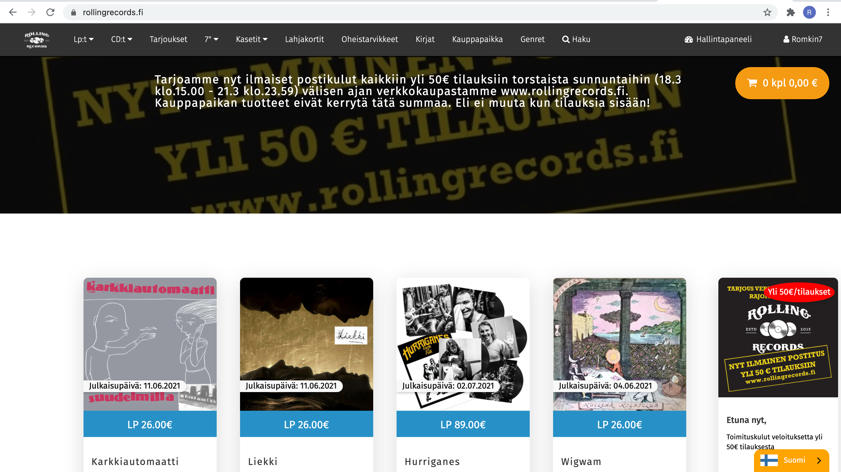 Ecommerce web app of Rolling Records Tmi