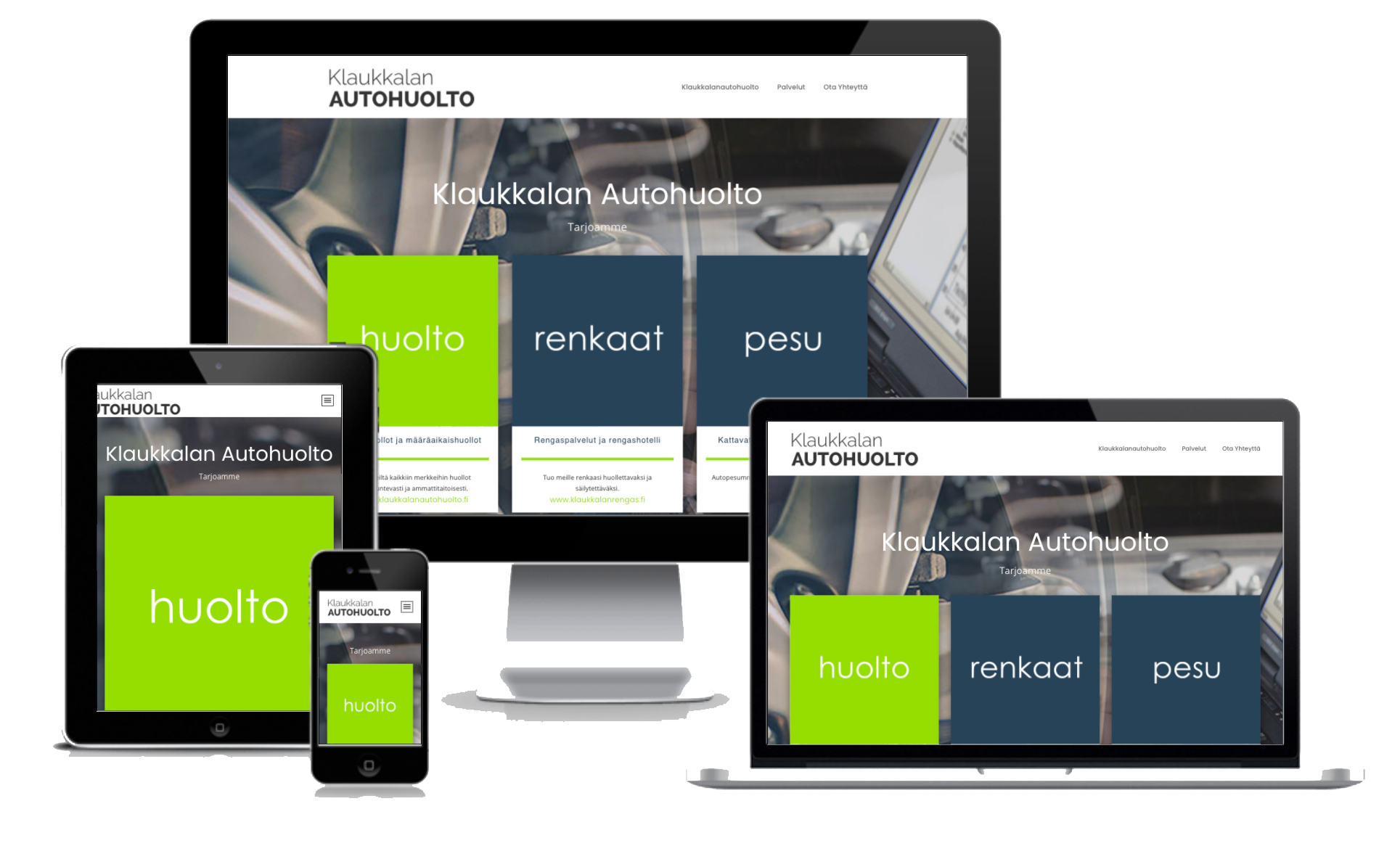 Klaukkalan autohuolto Oy, basic modern homepage