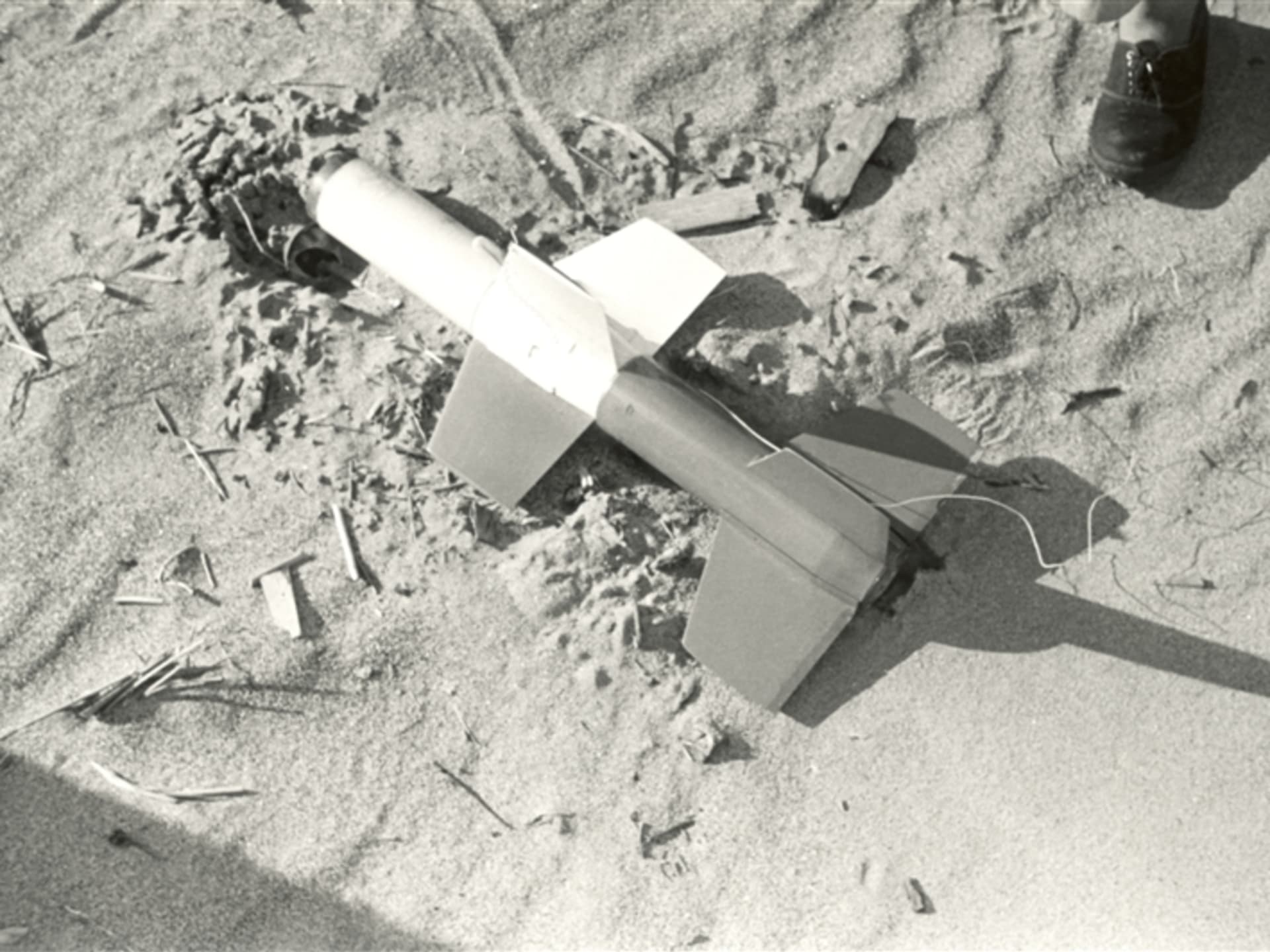 Baby rocket at launch site in Michikawa