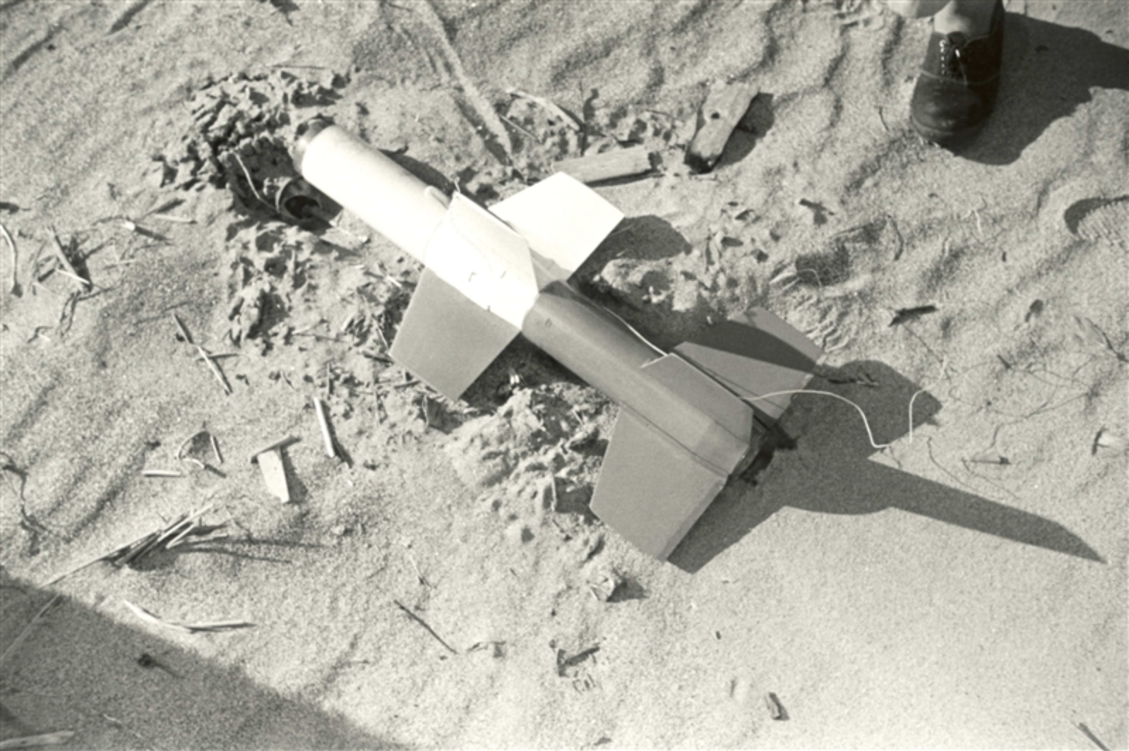 Baby rocket at launch site in Michikawa