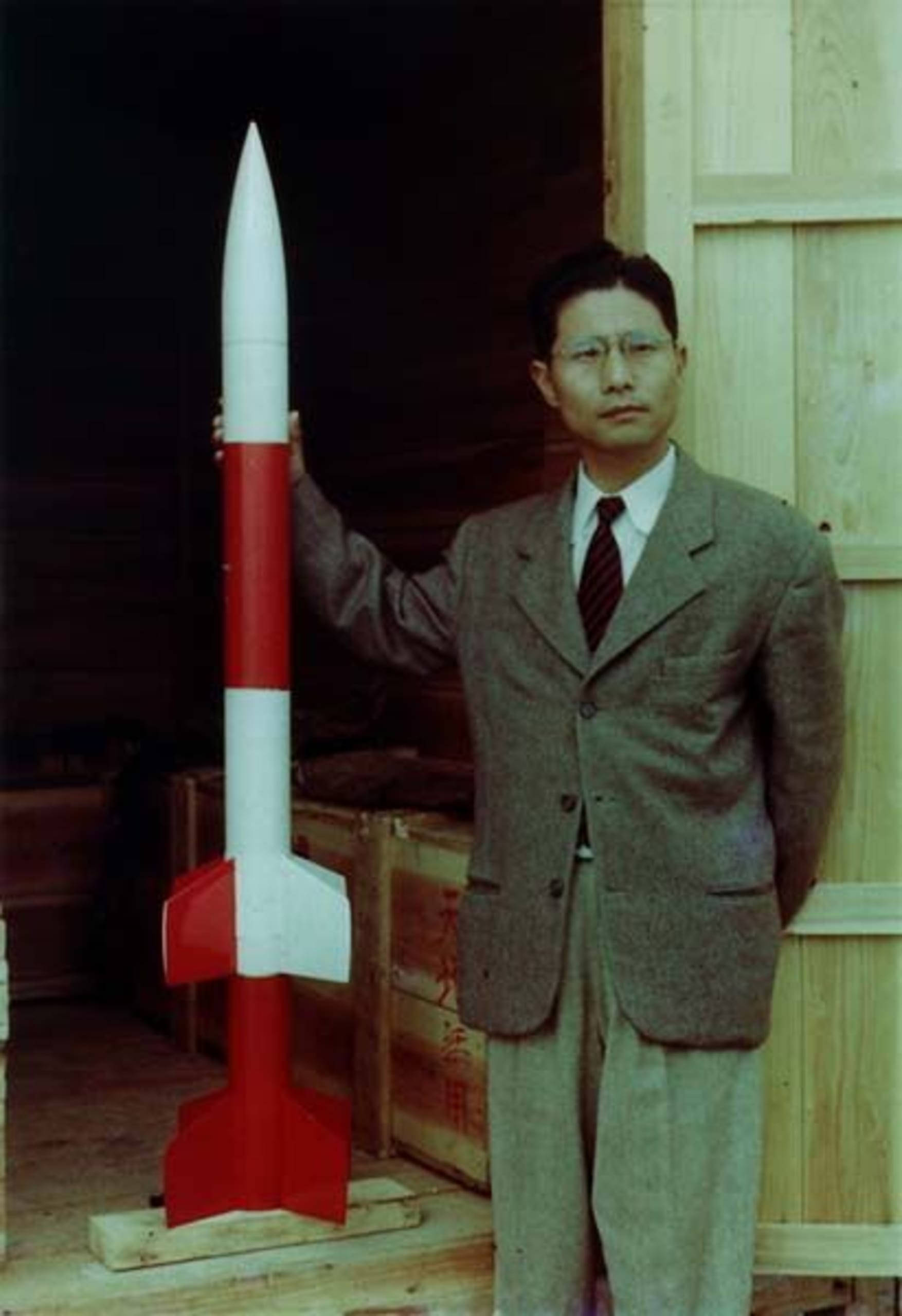 Professor Hideo Itokawa and Baby rocket