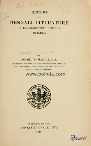 History of Bengali literature in the nineteenth century, 1800-1825 - Sushil Kumar De | BoiMix