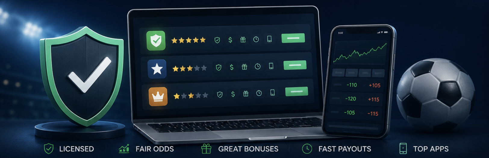 Sportsbook comparison and review platform featuring betting odds, sportsbook ratings, app reviews, licensing checks, and payout comparisons.