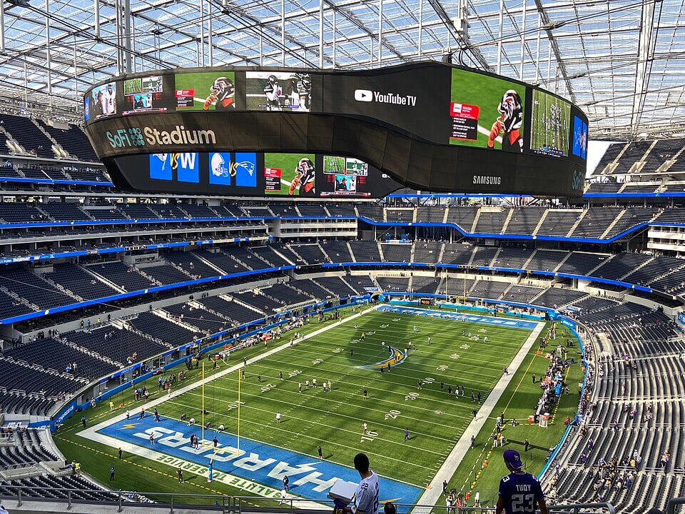 Interior view of SoFi Stadium in Inglewood, California