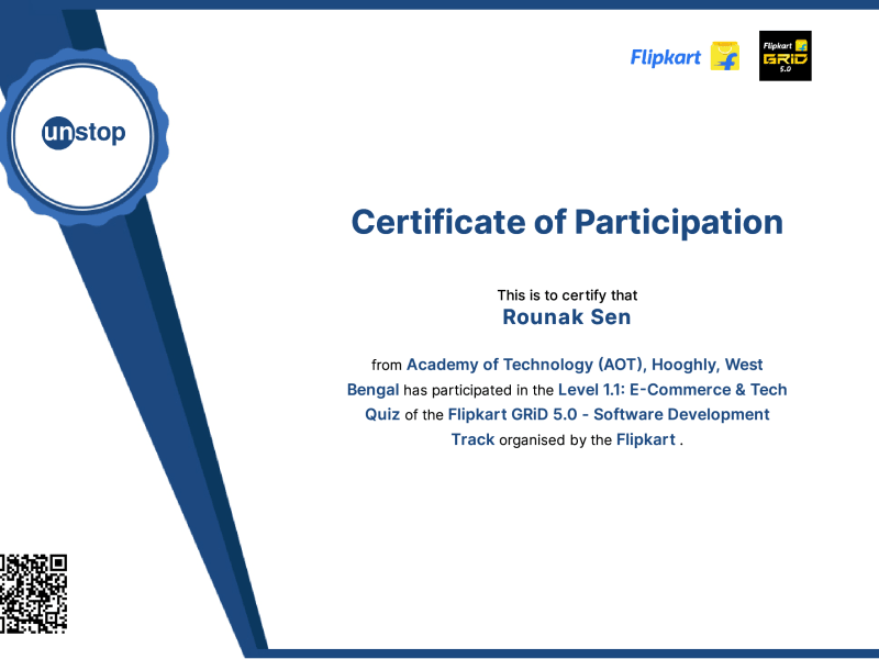 Certificate of Participation in Level 1.1: E-Commerce