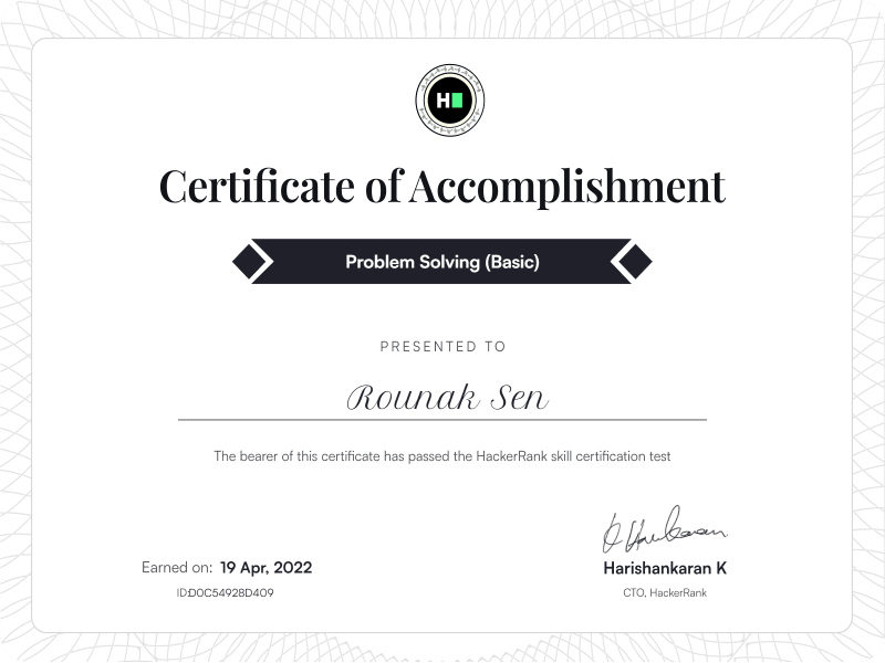 Problem Solving (Basic) Certificate