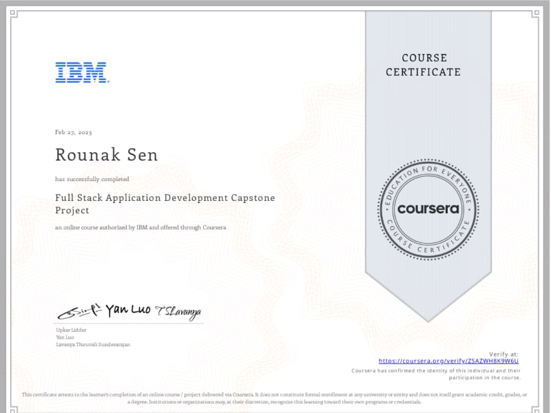 Full Stack Application Development Capstone Project