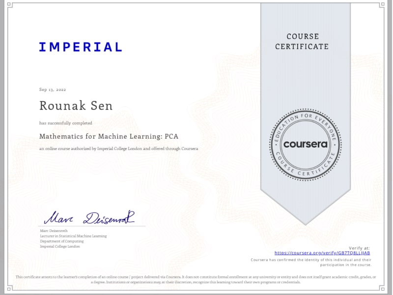 Mathematics for Machine Learning: PCA