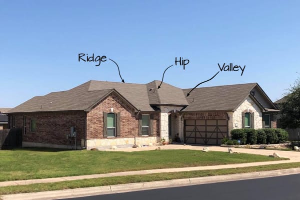 Parts to a roof - Hip-ridge-valley