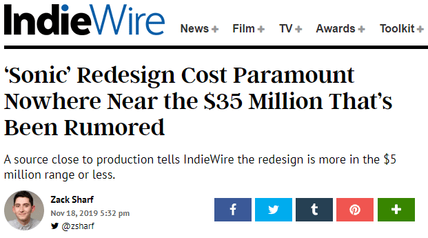 Indiewire picked up our figures
