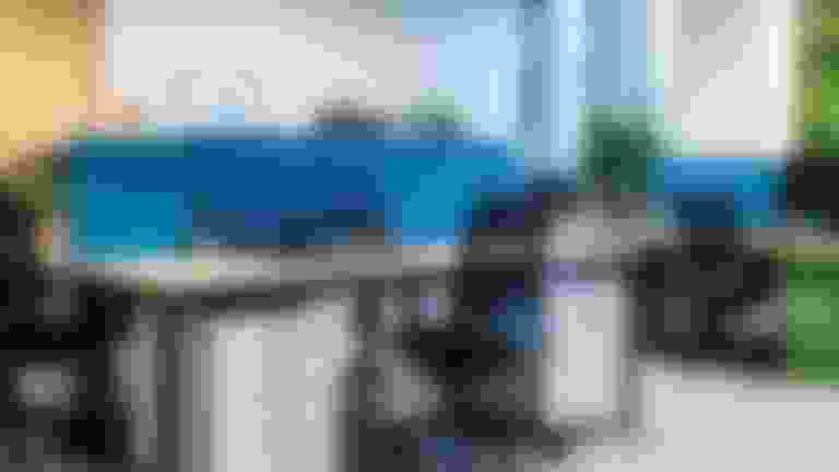 Blue screens in an energy-efficient office.
