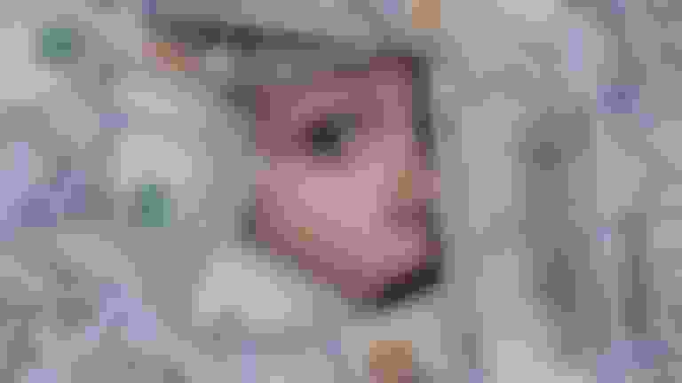 childs face peering through a pile of cash