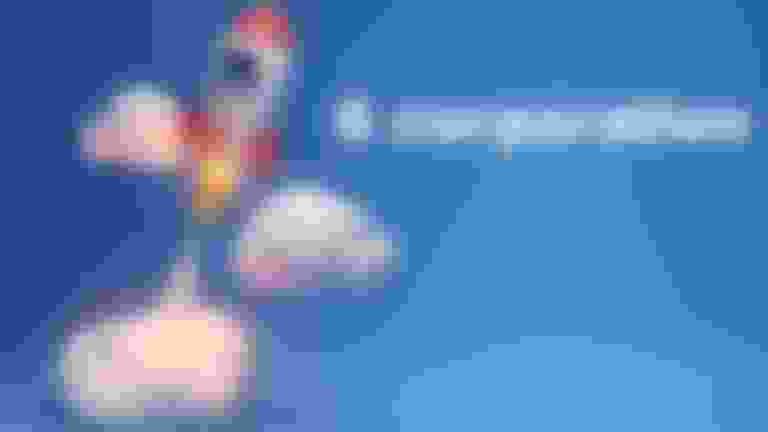 A rocket taking off.