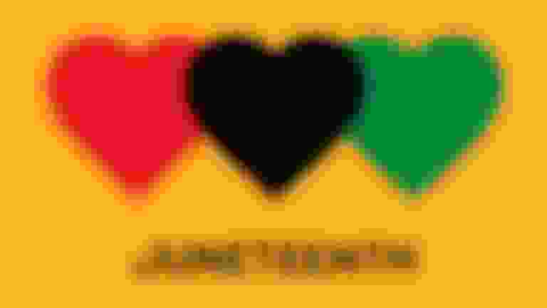 Red, black and green hearts