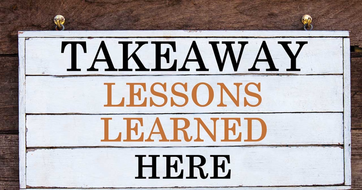 Lessons learned. Take away message. Takeaways from the New charges.