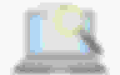 Vector image of a laptop with a checklist and magnifying glass.