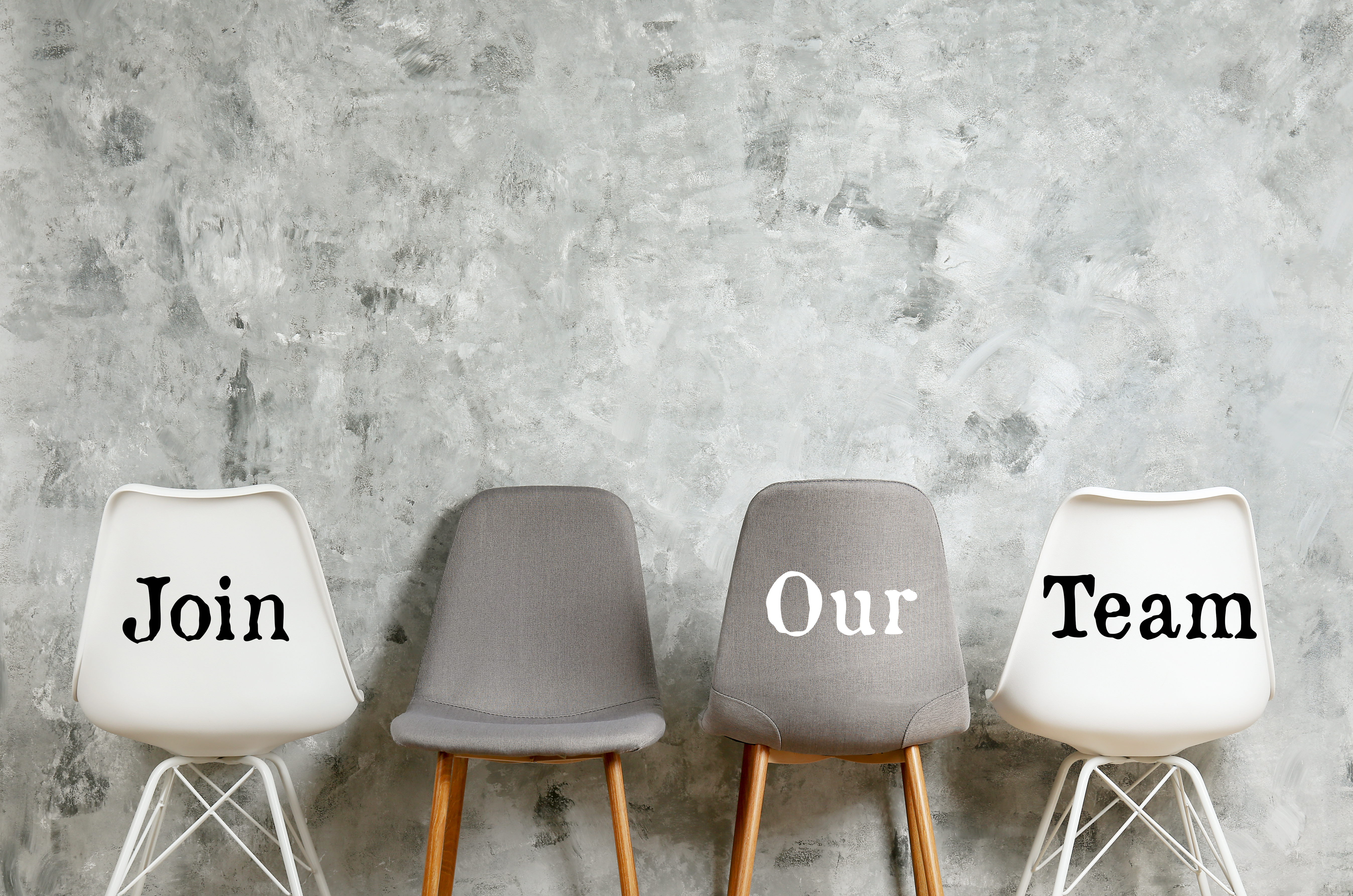 Chairs with words that say Join Our Team