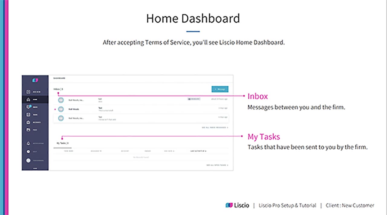 Liscio Home Dashboard